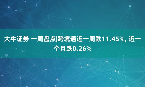 大牛证券 一周盘点|跨境通近一周跌11.45%, 近一个月跌0.26%