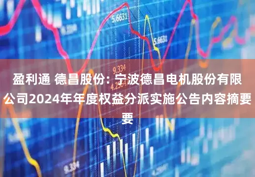 盈利通 德昌股份: 宁波德昌电机股份有限公司2024年年度权益分派实施公告内容摘要